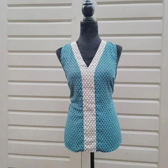 Market & Spruce Stitch Fix Teal Blue Sleeveless Blouse Tank Top Diamond S Small - Picture 1 of 8
